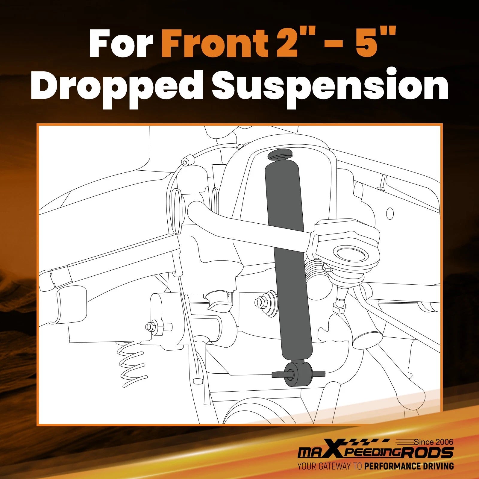 2X Front Lowering Shocks for Chevrolet S10/GMC Sonoma RWD (1982-2004)