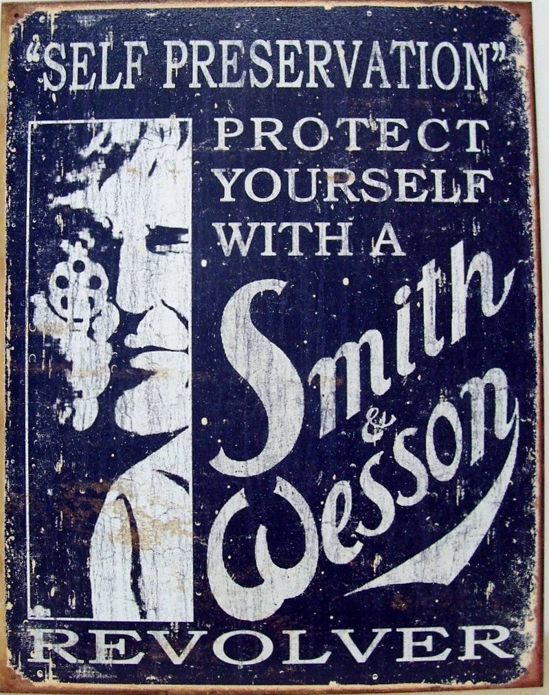 Vintage Replica Tin Metal Sign for Smith & Wesson Pistol (1515)