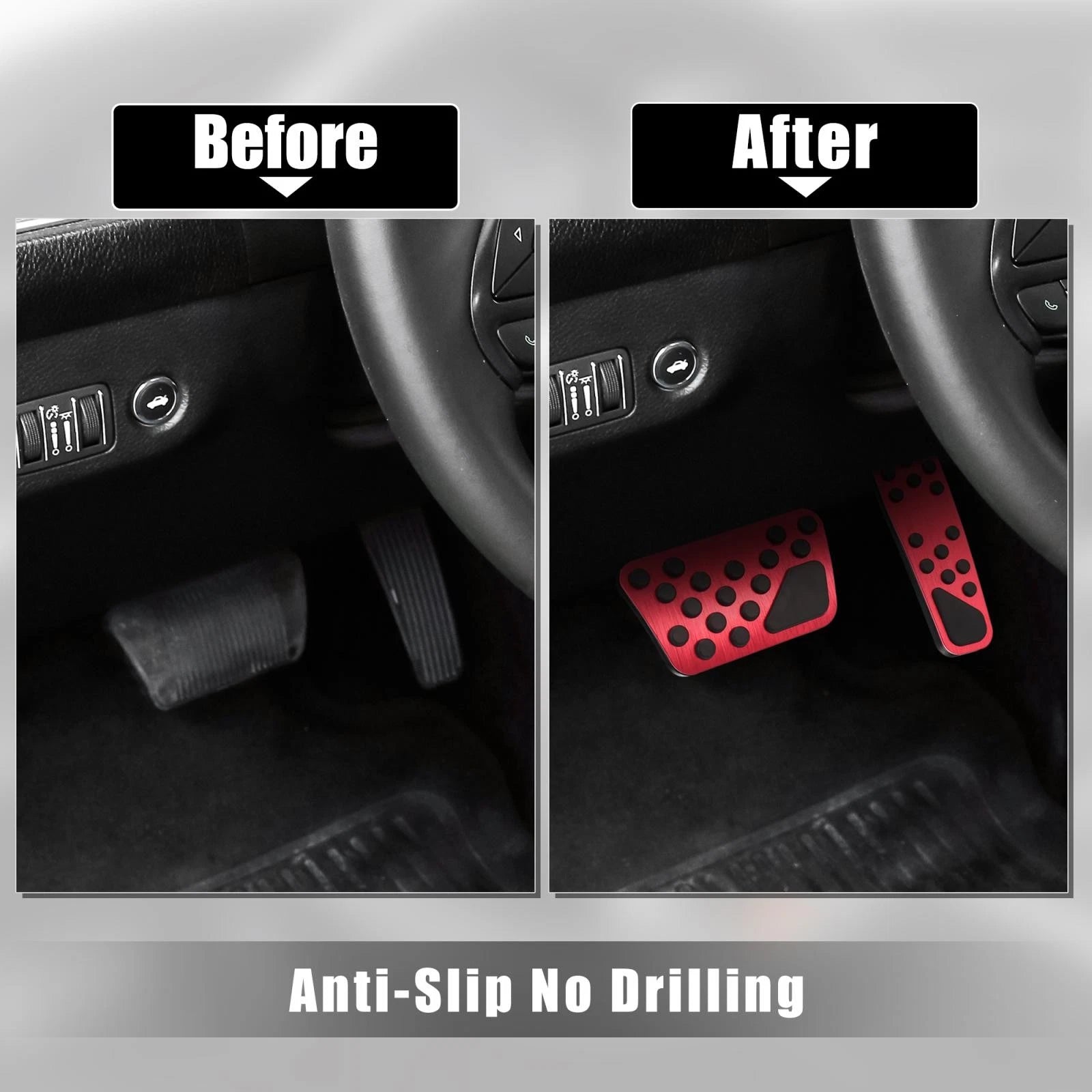 Anti Slip Brake and Gas Accelerator Pedal Cover Kit for Dodge Chrysler 