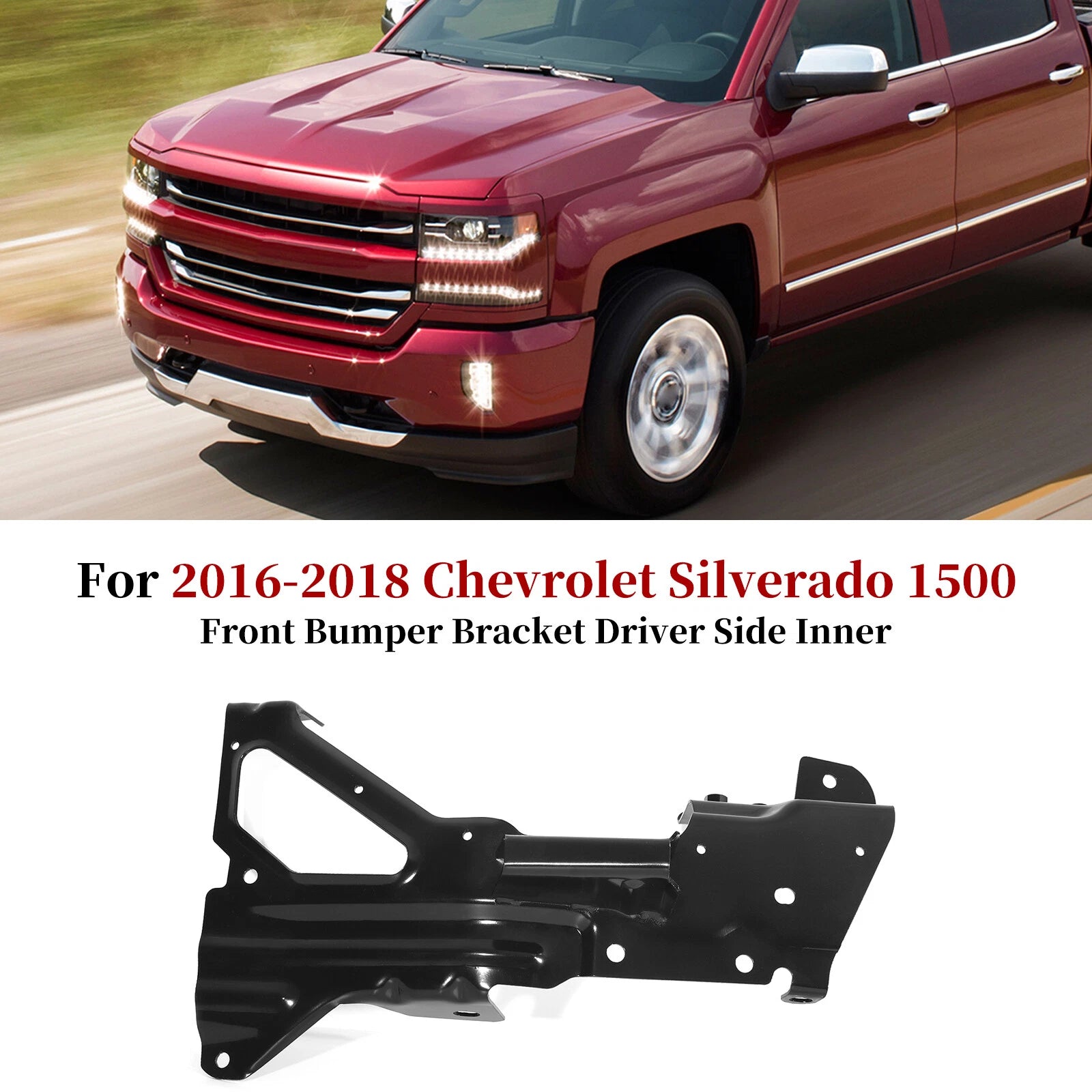 Set of 2 Front Inner Bumper Side Brackets for Chevrolet Silverado 1500 (2016–2018)