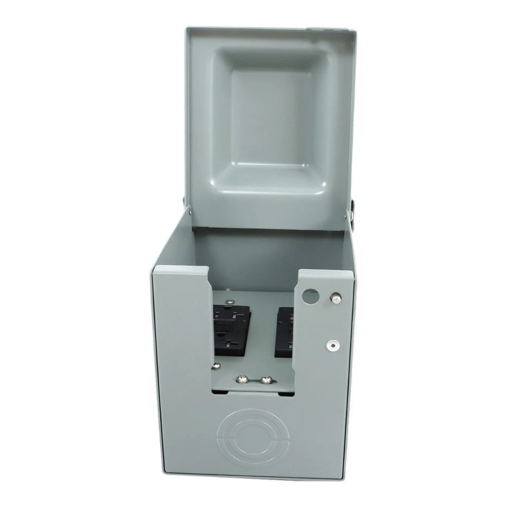 Dual Electrical Outlet Box for Outdoor Use (Rainproof, 20 AMP)
