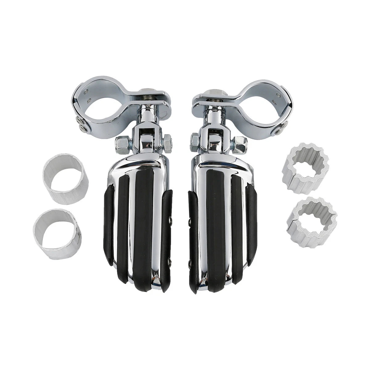 Set of 4 Chrome Adjustable Footpeg Clamps for Harley Street Glide