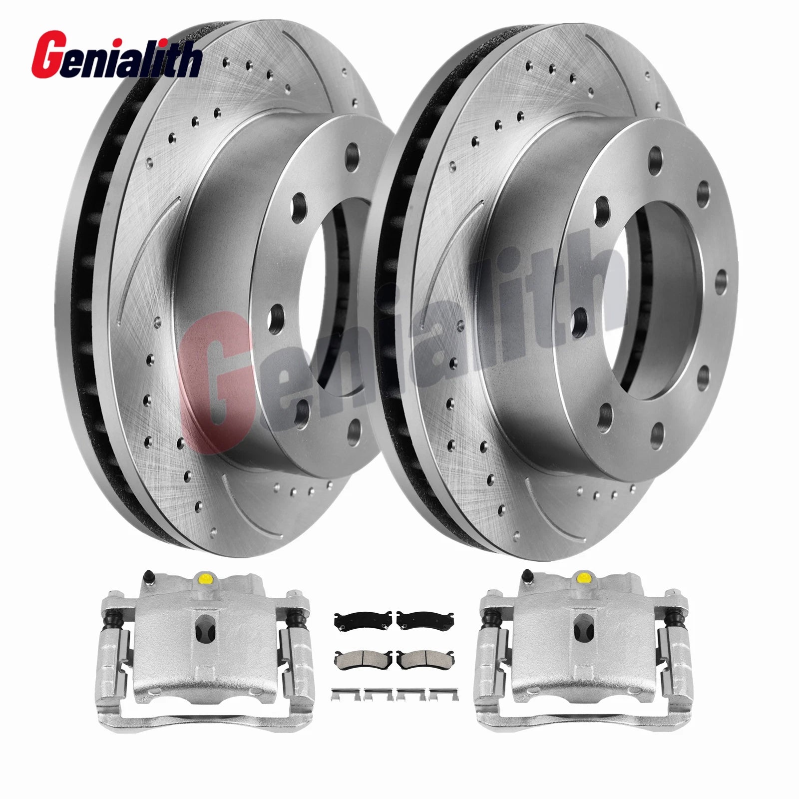 Rear Drilled Brake Rotor & Pads + Caliper for Chevrolet Silverado 2500 HD (2001–2007)