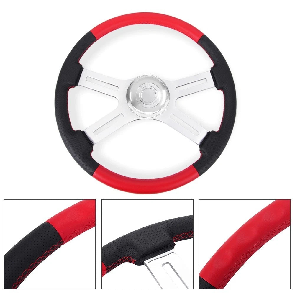 Set of 4 Chrome Red 18" Steering Wheels for Freightliner Kenworth Peterbilt Volvo