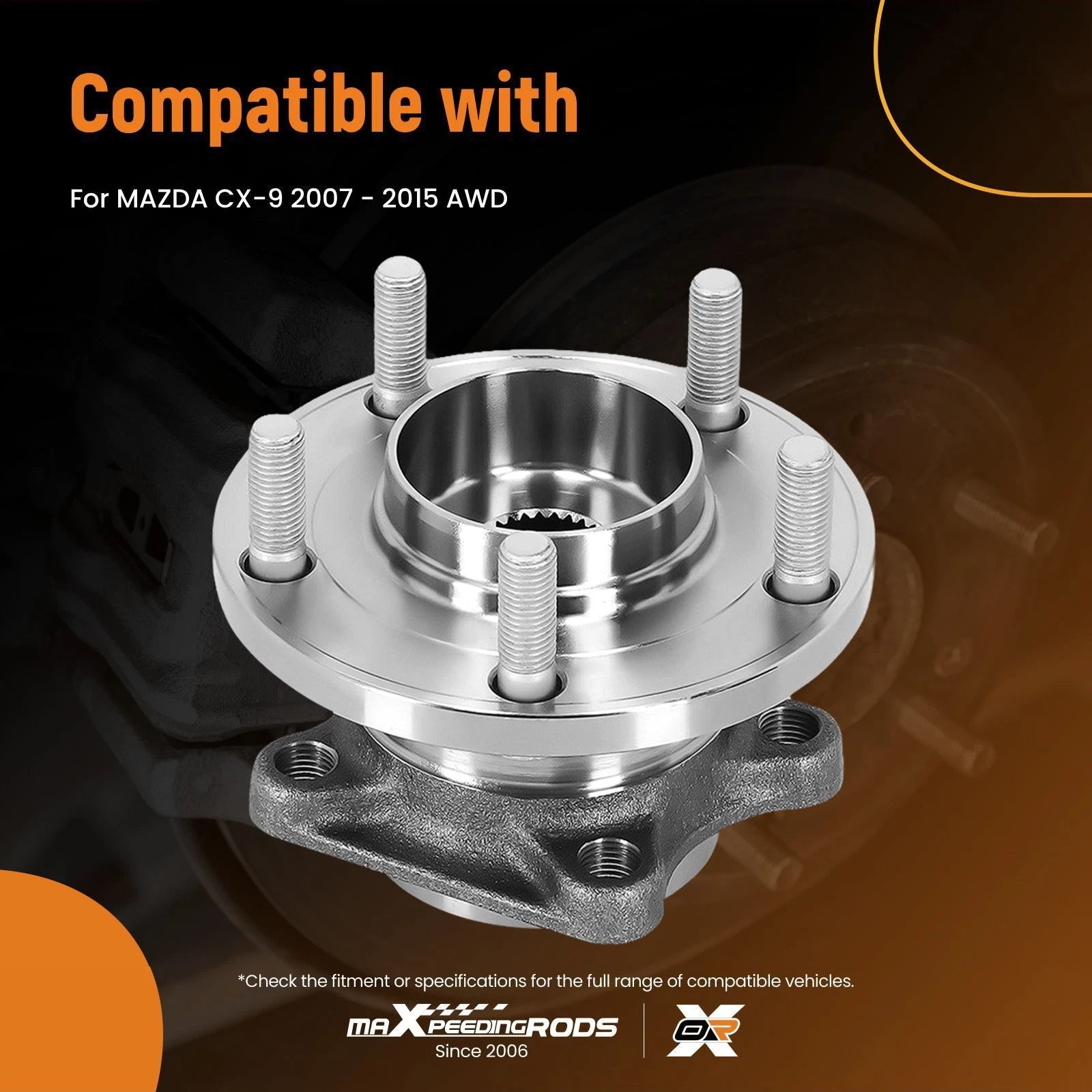 1x Rear Wheel Bearing & Hub Assembly for Mazda CX-9 (2007–2015) AWD WE61649