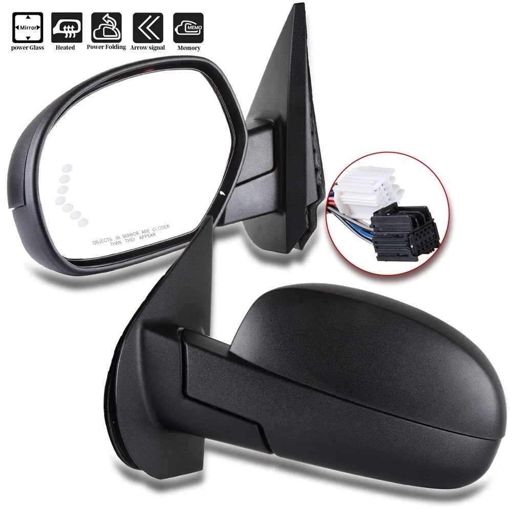 Set of 2 Power Fold Memory Heated Puddle Light Mirrors for Chevy (2007–2014)