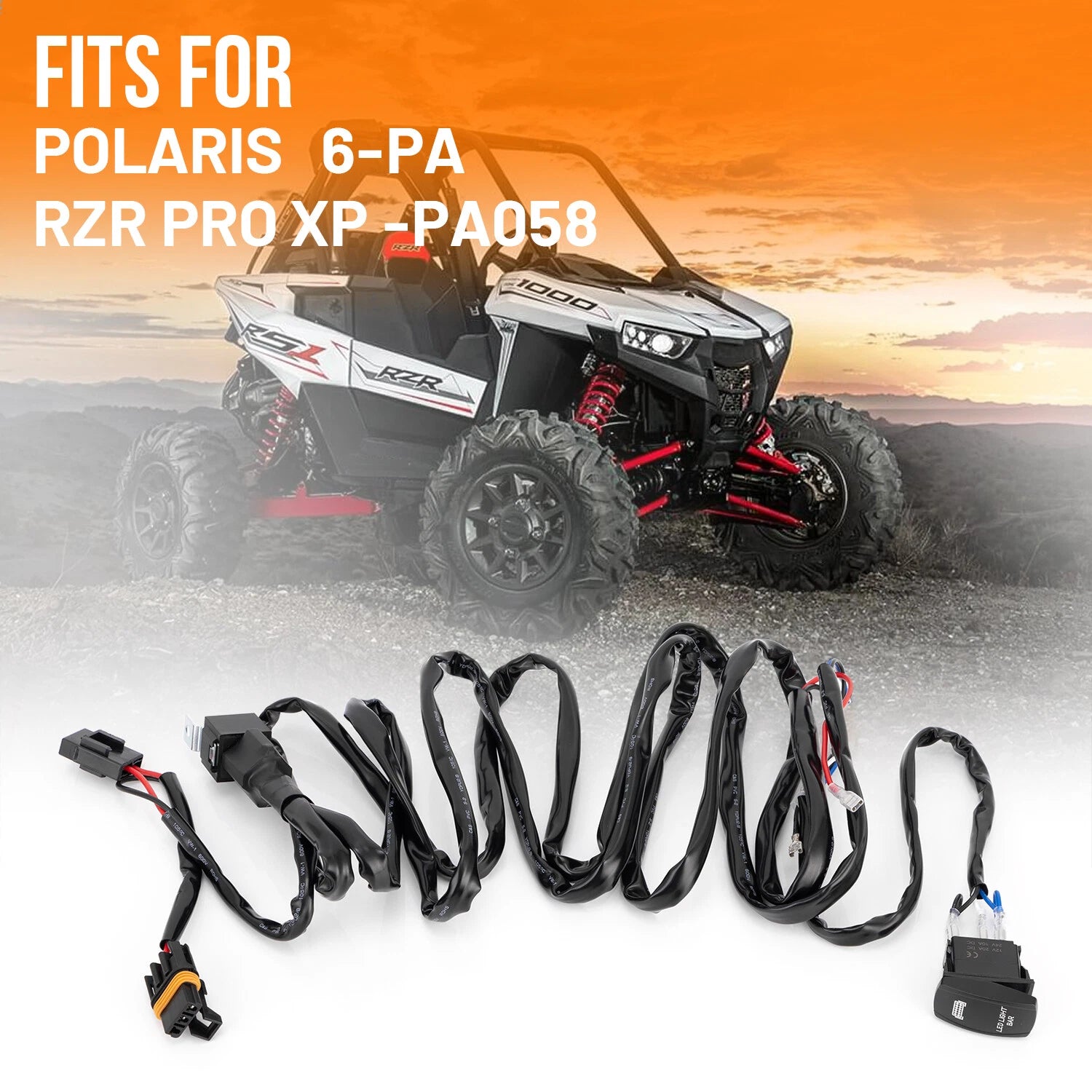 Light Bar Rocker Switch + Wiring Harness for Polaris RZR 900 1000 (2024)