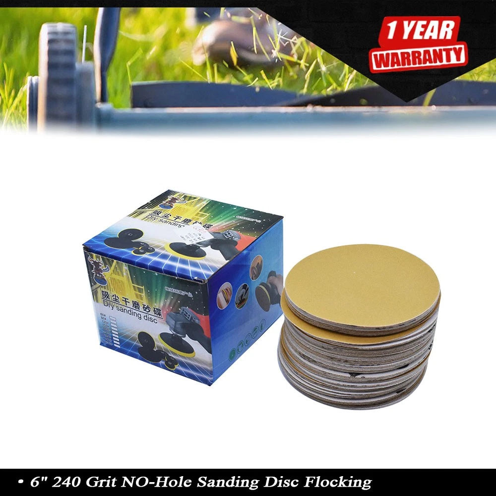 Set of 100 6" 240 Grit Hook Loop Sanding Discs