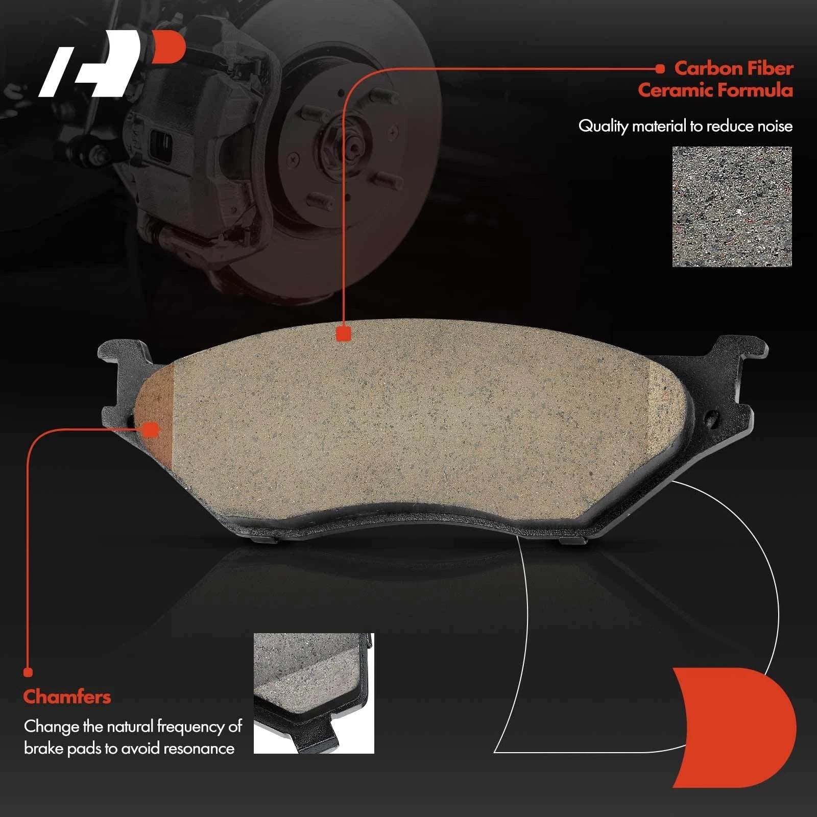 Set of 4 Front Ceramic Brake Pads for Ford F-450 F-550 Super Duty (1999–2004)
