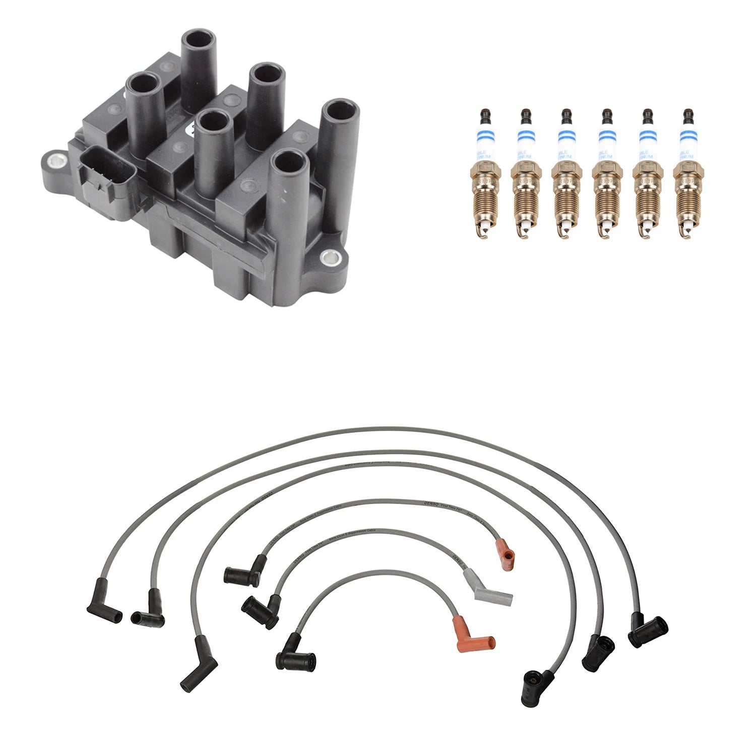 Denso Ignition Coil Wires & 6 Bosch Platinum Spark Plugs for F-150 (2015–2020)