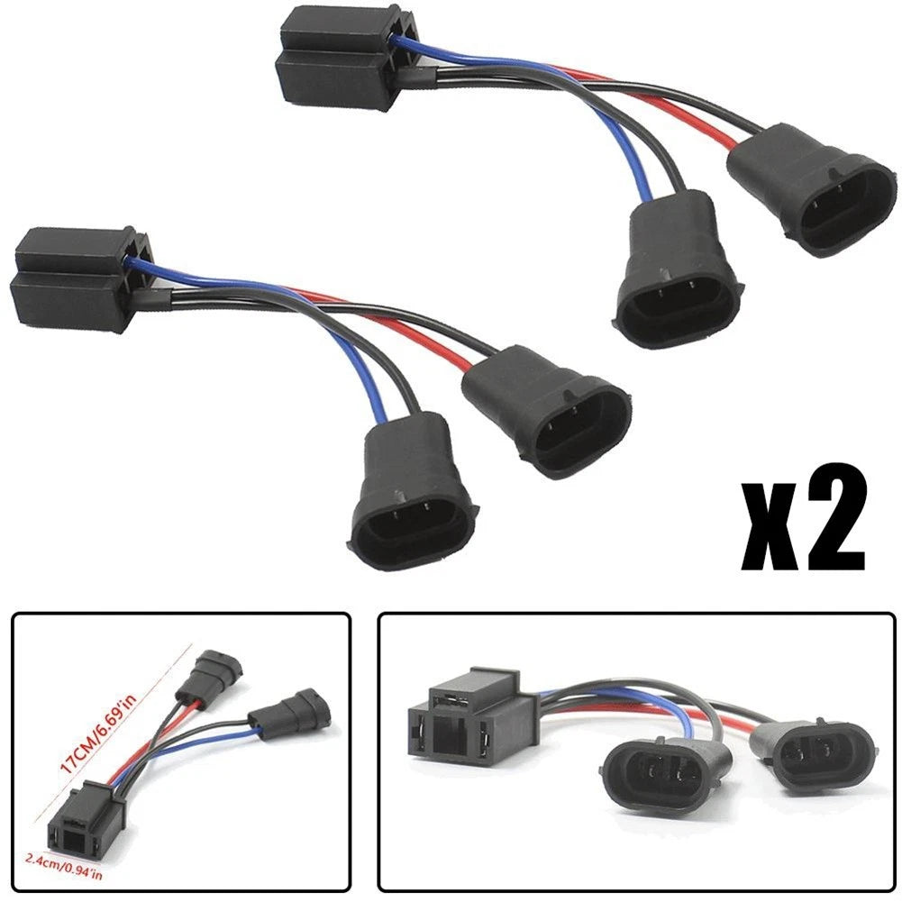 Dual Harness H9/H11 to H4 Headlight Splitter for