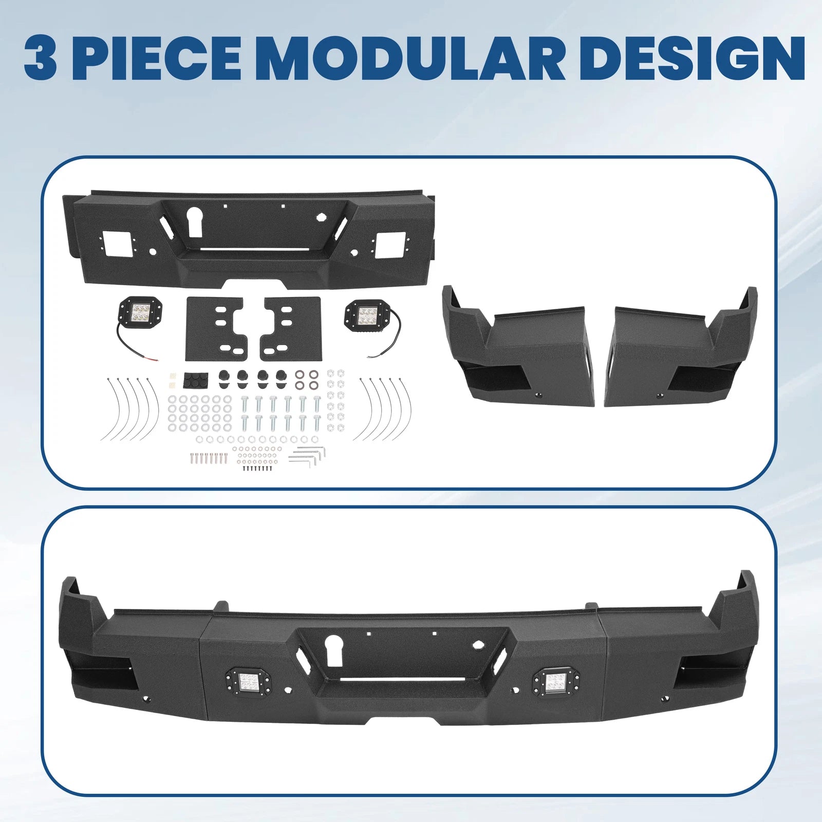 Rear Bumper Assembly for Ford F-250 F-350 Super Duty (2017–2023) W/ Sensor Hole