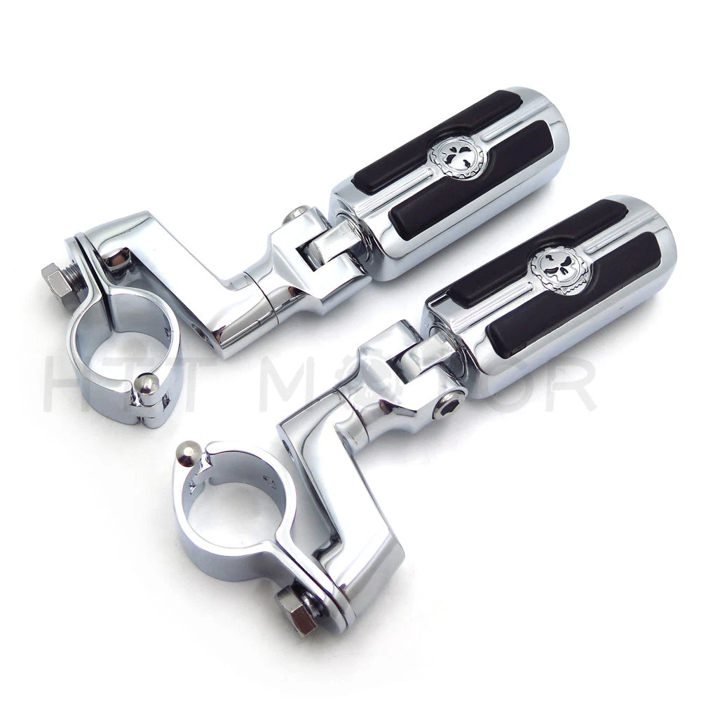 Gear Skull Foot Peg Mount for Harley (1.5" Engine Guard Crash Bar)
