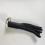 Black Leather Fringe Whip Keychain for Motorcycle