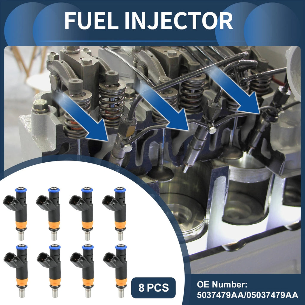 Set of 8 Fuel Injectors for Dodge Ram 1500 (2009–2010) No.05037479AA