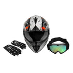 Youth Full Face Helmet Set for Dirt Bike ATV Motocross (DOT Approved)