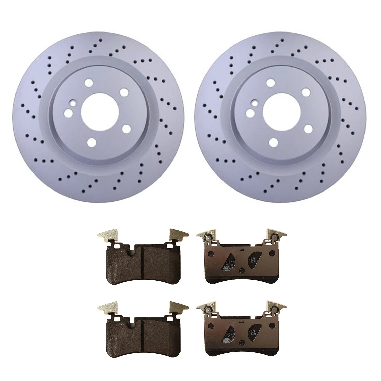 Hella Rear Rotors & Low-Met Disc Brake Pad Kit for Mercedes CLS63 AMG (2006–2010)