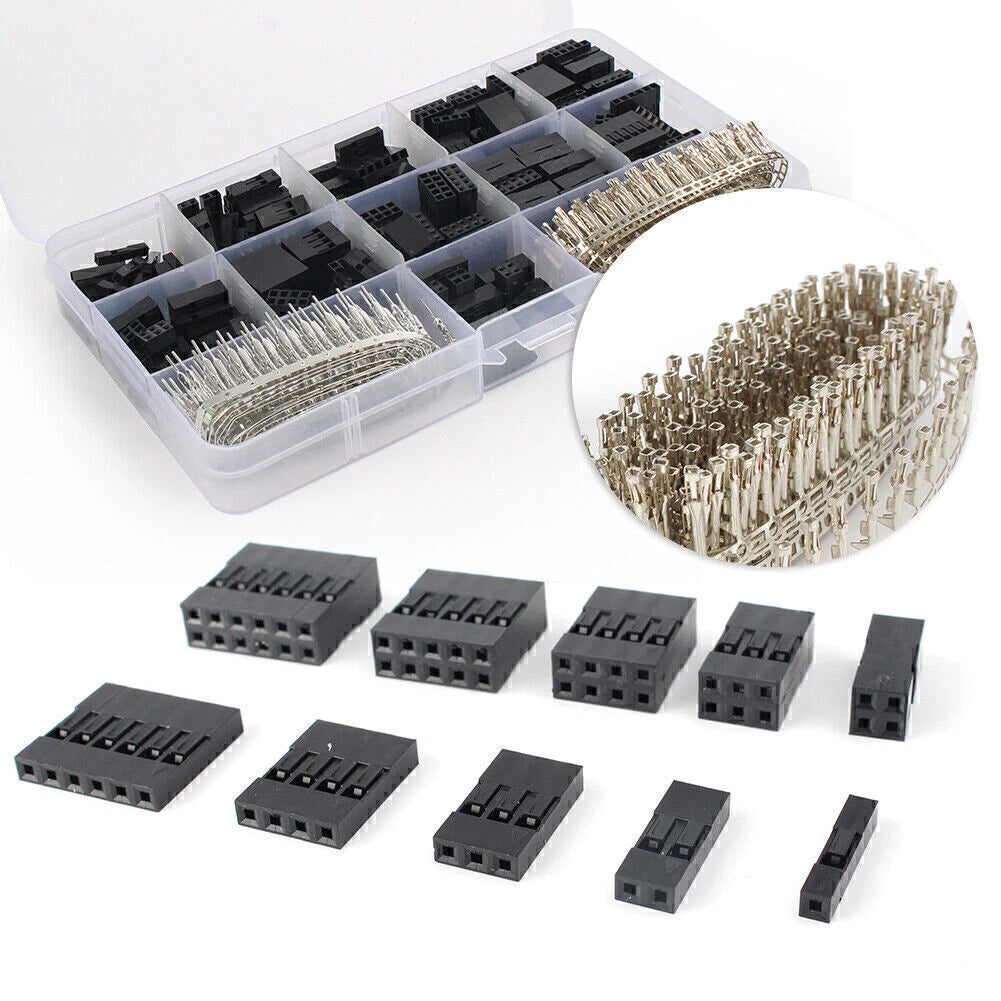 2X 2.54MM Male Female Wire Pin Header Connector Housing Kit + Case