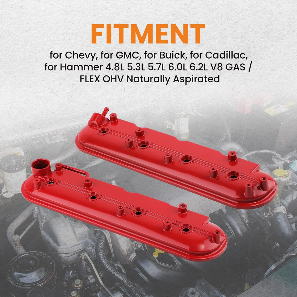2pc Aluminum Valve Cover w/ Gasket for Chevy Express (2000–2008) 12570427 12562404