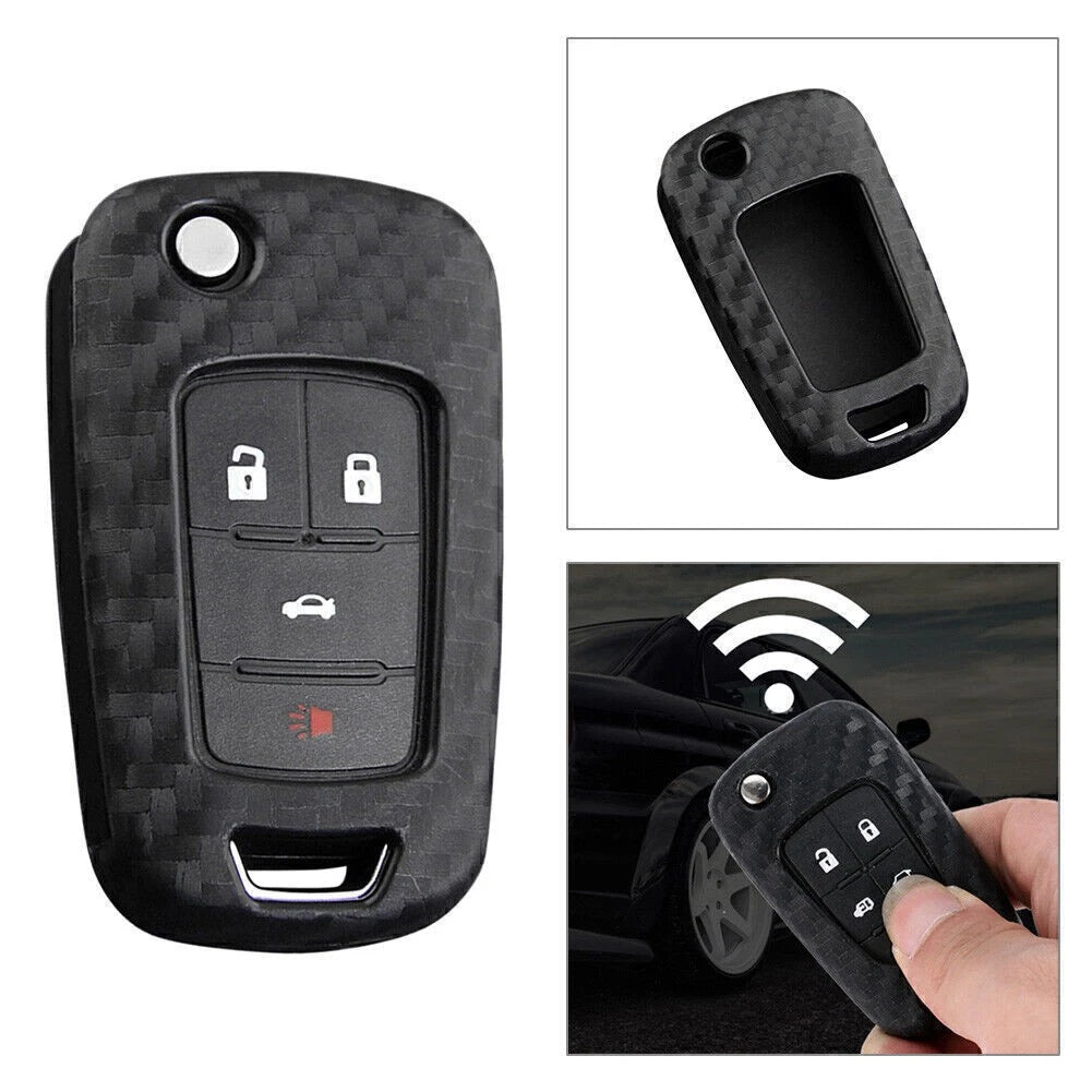 Carbon Fiber Flip Key Fob Case for Chevy Buick Chevrolet