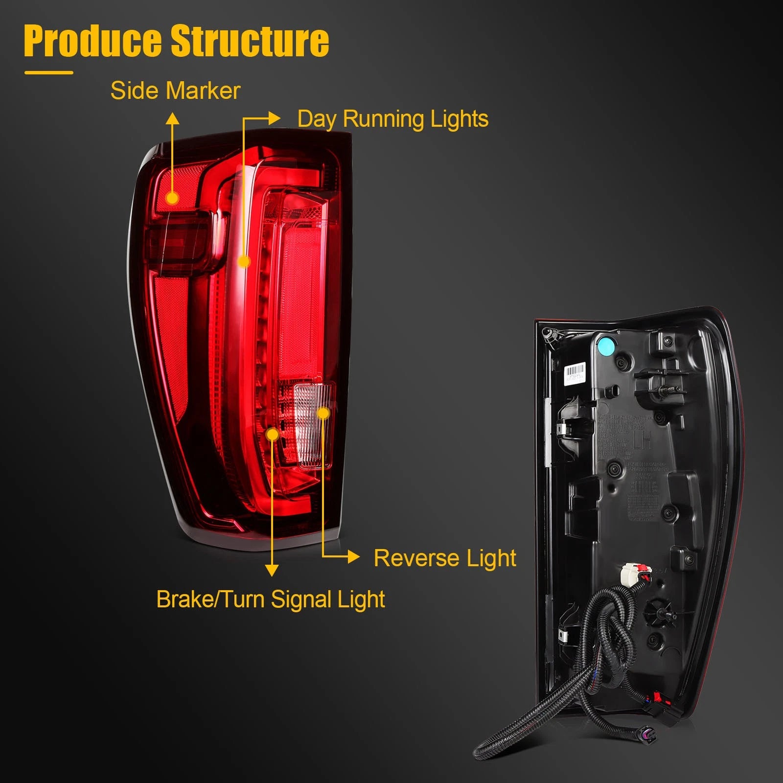Left Full LED Tail Light Assembly for GMC Sierra 1500 2500HD 3500HD (2019–2023)