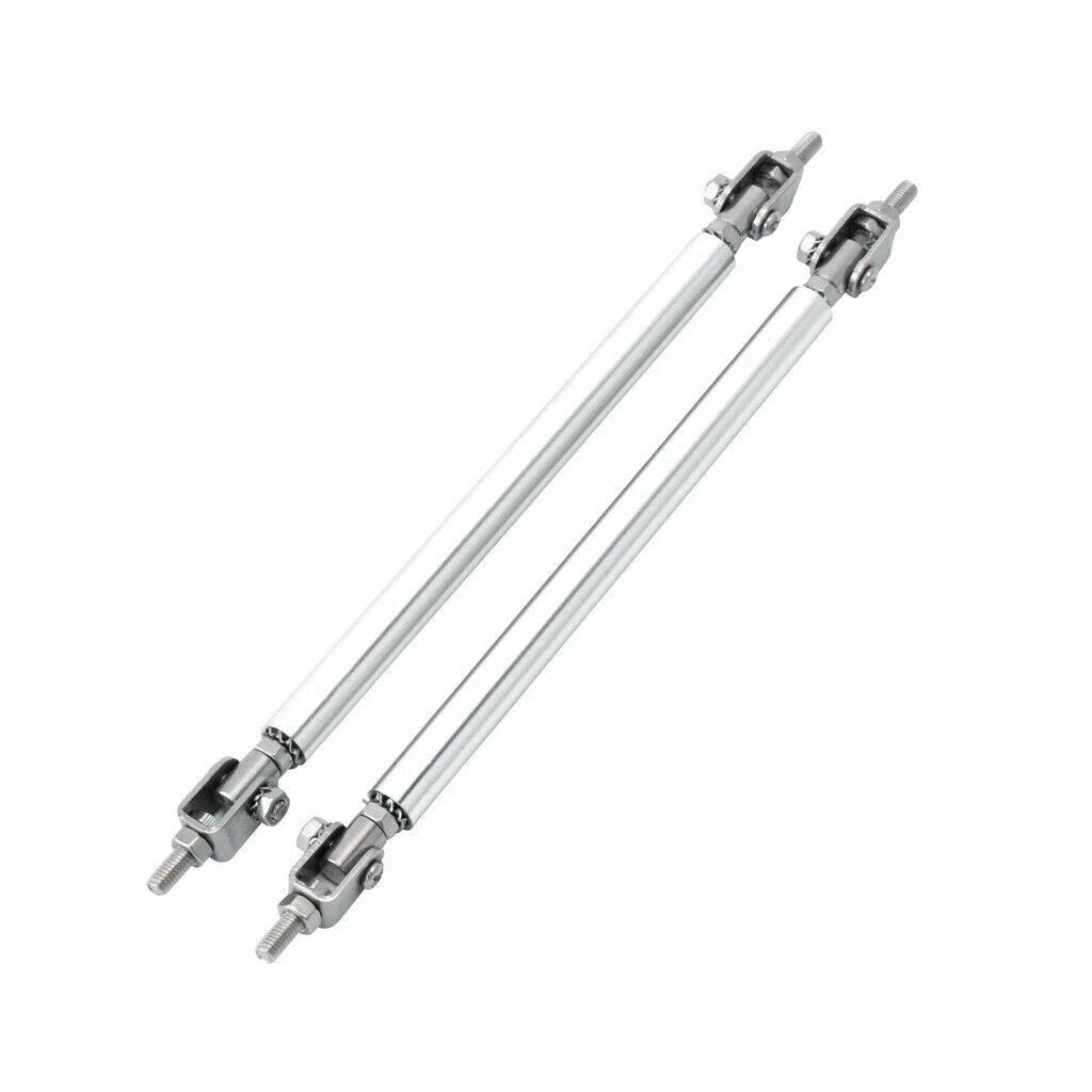 2x 8"-11" Silver Bumper Lip Splitter Strut Rod Tie Support Bars for Dodge (2016-2024)