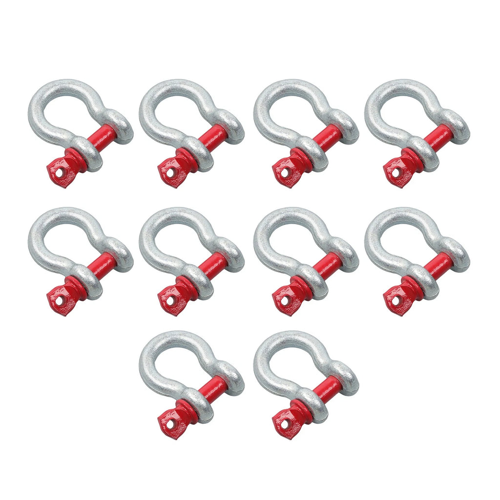 Set of 10 D Ring Anchor Shackles 3/8" with Clevis Screw Pin