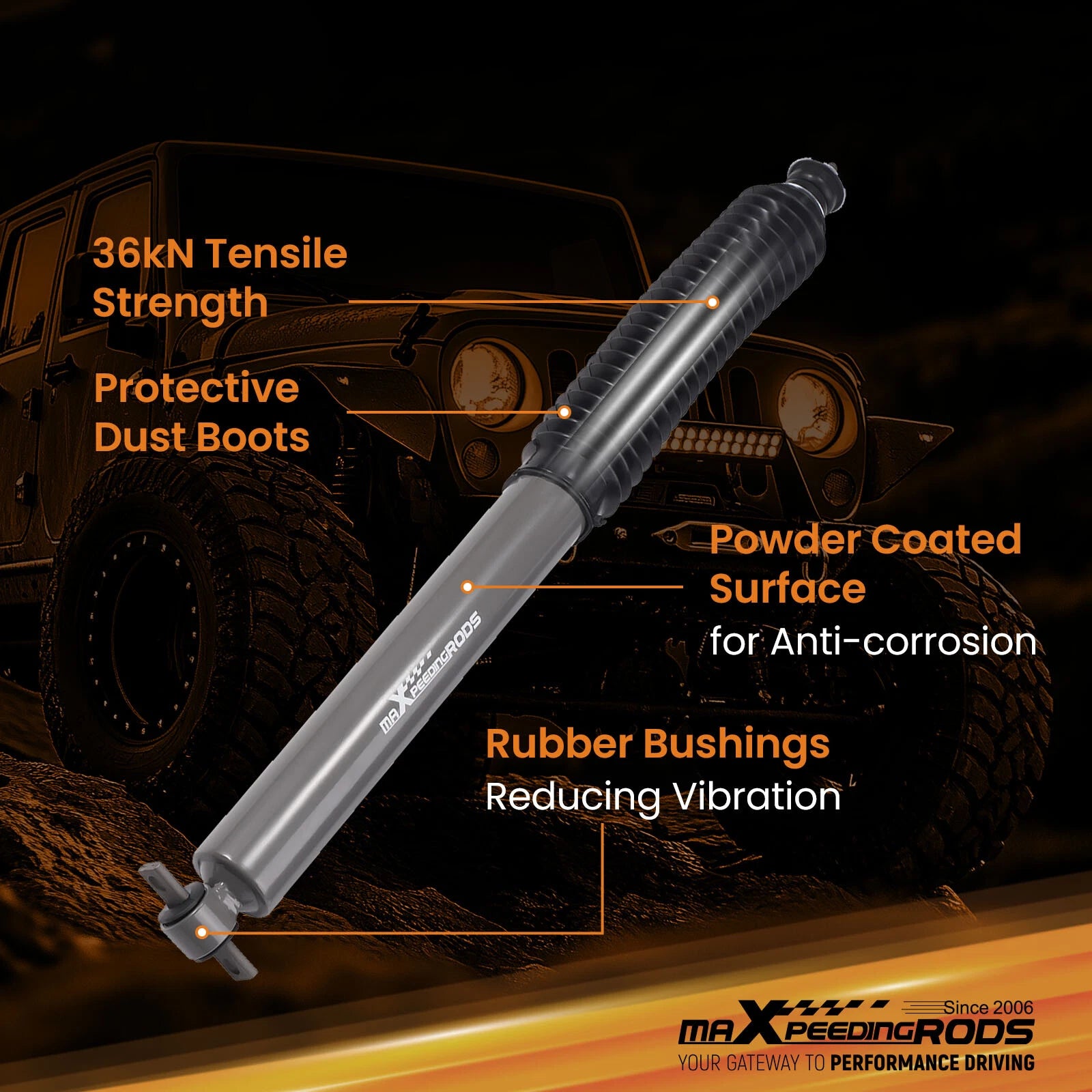 Front Suspension Lift Shocks for Jeep Grand Cherokee (1993–2004) 4.5-5.5 Inch