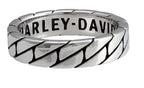 Flat Chain Thin Band Ring for Harley-Davidson Women's (Silver Stainless Steel)