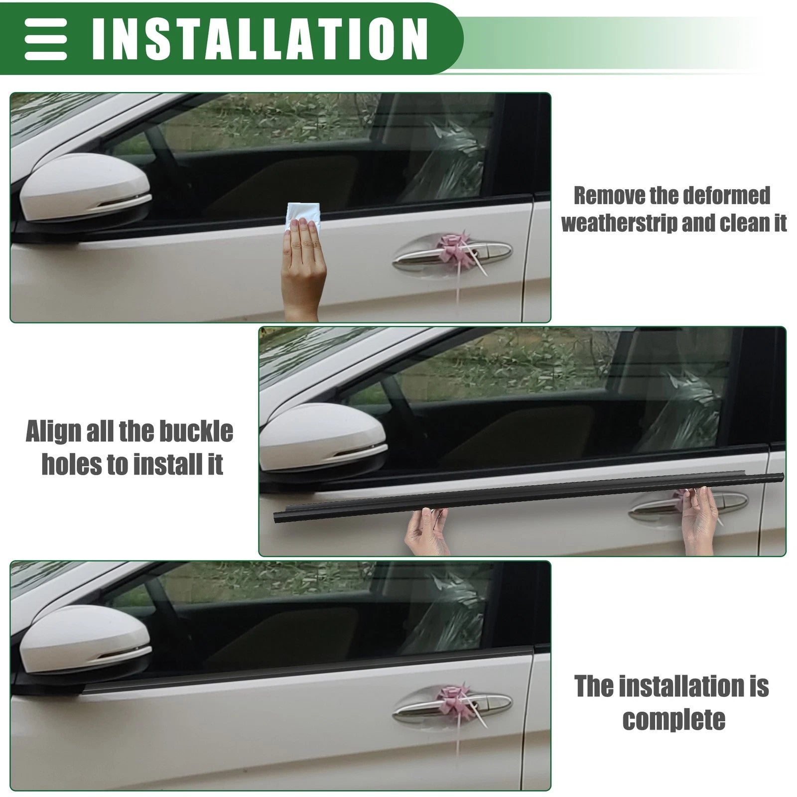 Window Weatherstrip Trim Seal Belt Kit Outer for Toyota Prius (2004–2009) 75710-47010