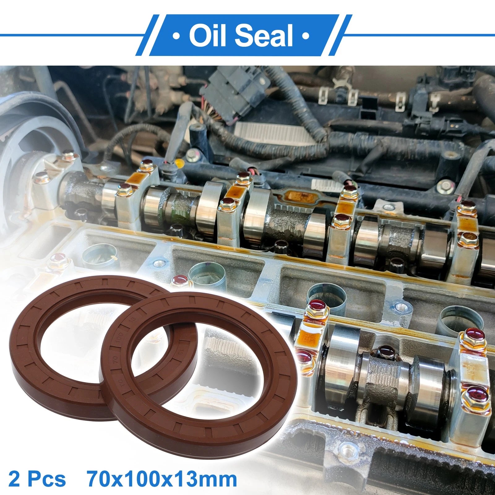2X Oil Seal Rotary Shaft Seal FKM Rubber 70x100x13mm for Various Models