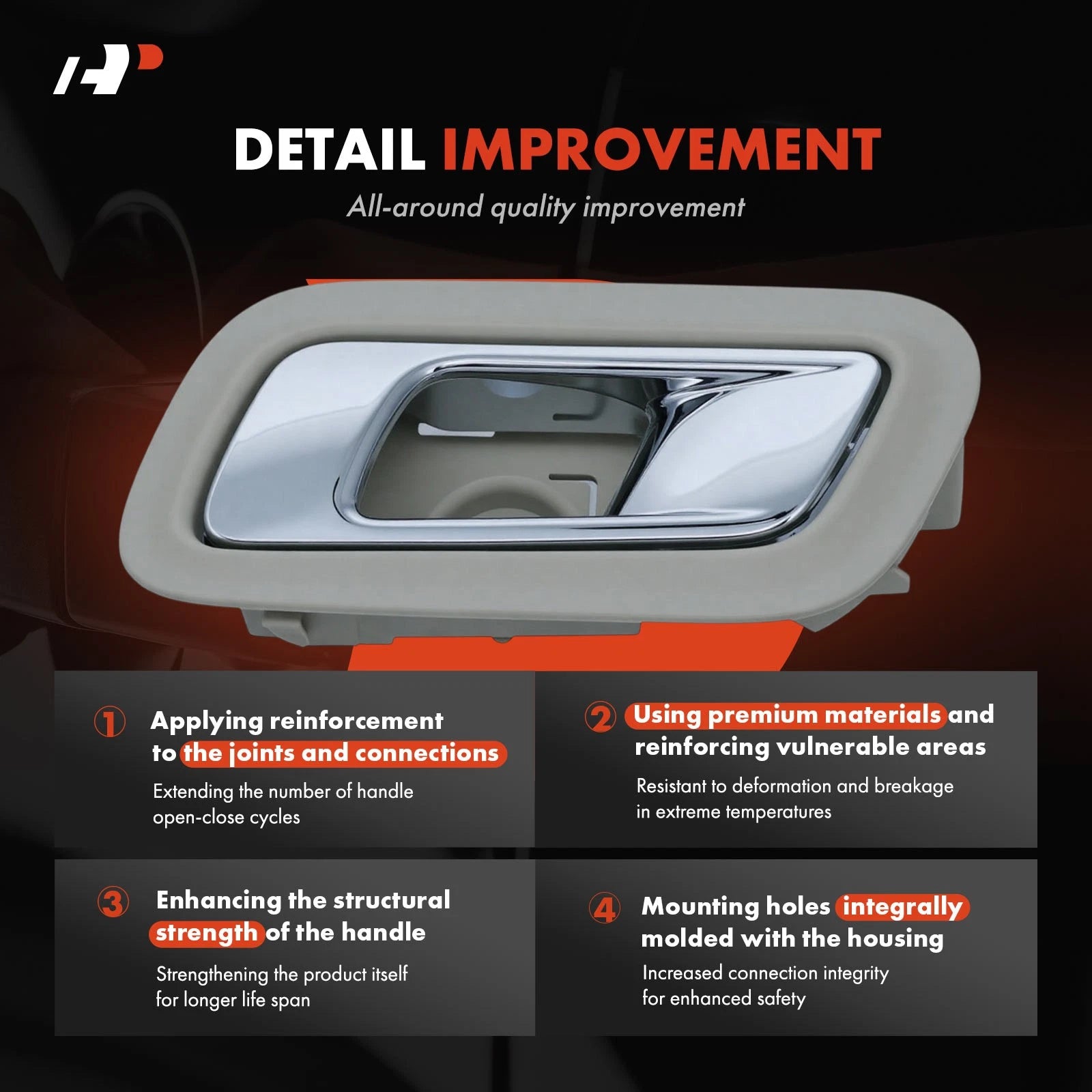 2X Rear Chrome Interior Door Handle for Ford Taurus (2010-2012)