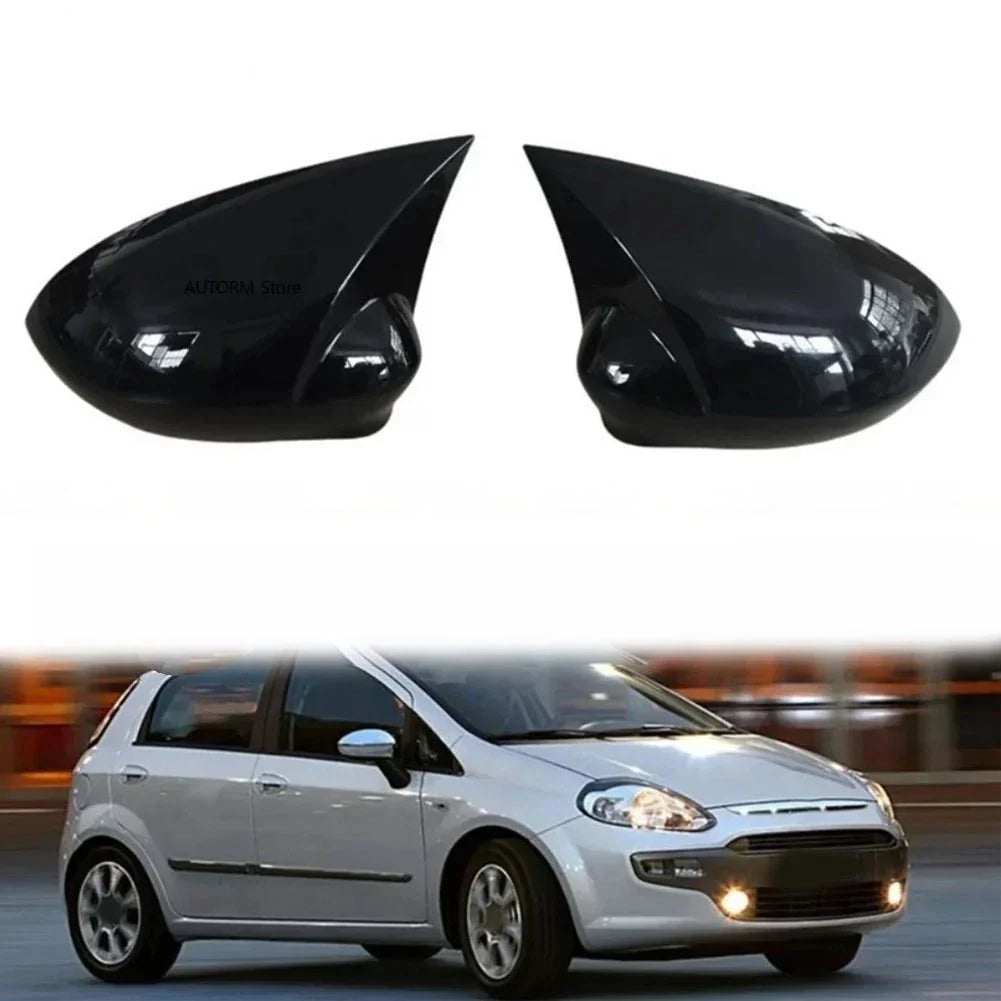 Mirror Cover Set Glossy Black for Fiat 500 / Grande Punto (2007–2010)