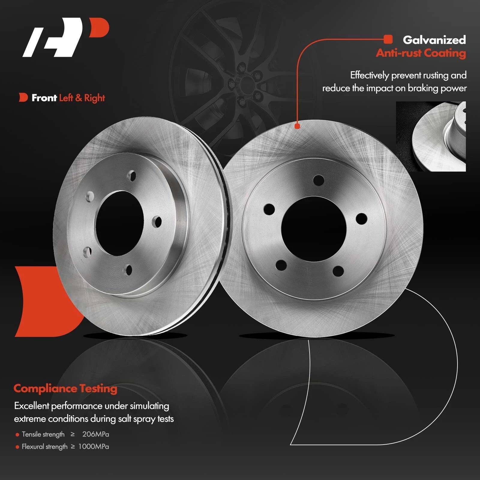 Set of 2 Front Brake Rotors, Pads & Calipers for Ford F-150 (1997–2003)