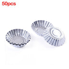 50 Pack Aluminum Egg Tart Molds for Baking Cupcakes and Cookies