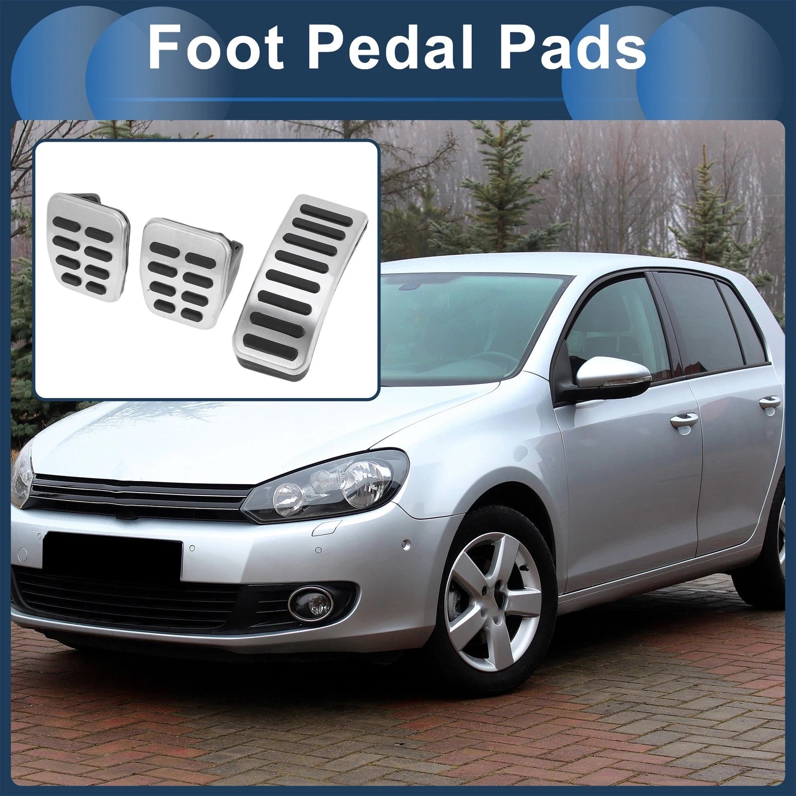 Set of 1 Manual Footrest Pedals Cover for Volkswagen Golf (1997–2005) Silver Tone