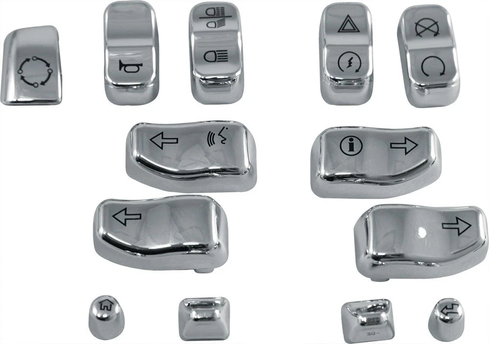 Set of 13 HardDrive Chrome Hand Control Switch Caps for Harley Davidson (2014–2023)