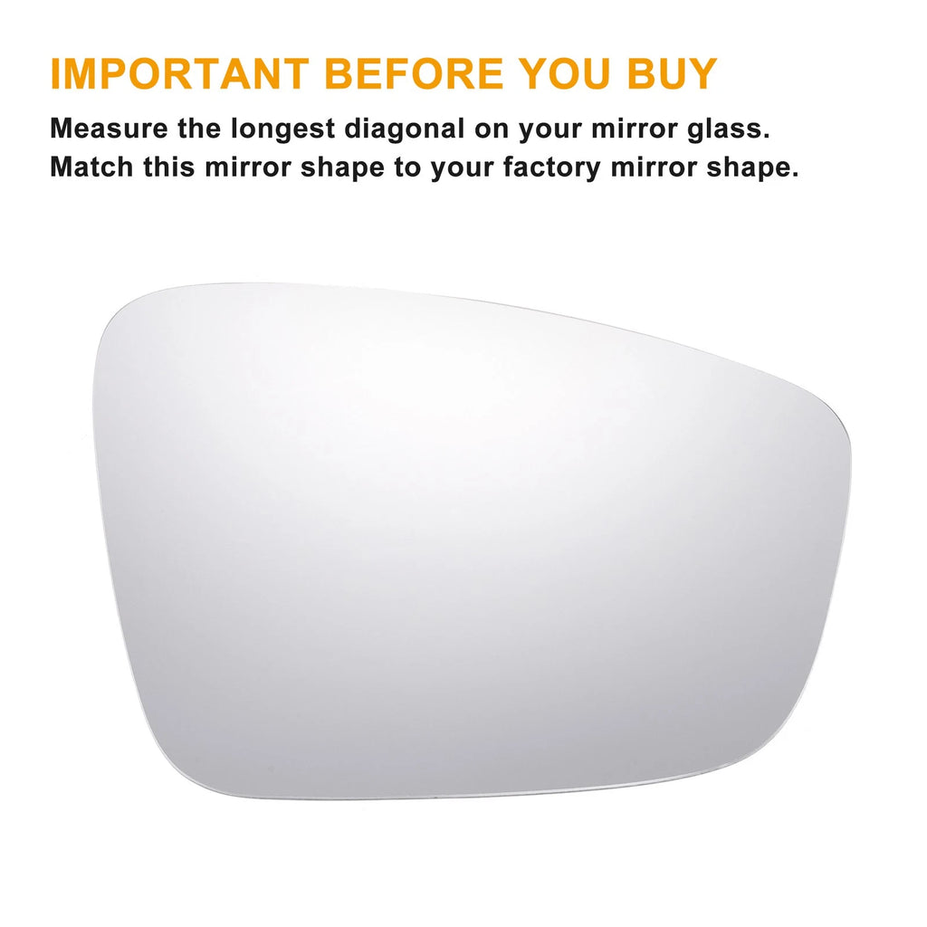 Right Side Heated White Mirror Glass for Volkswagen Beetle, Jetta 