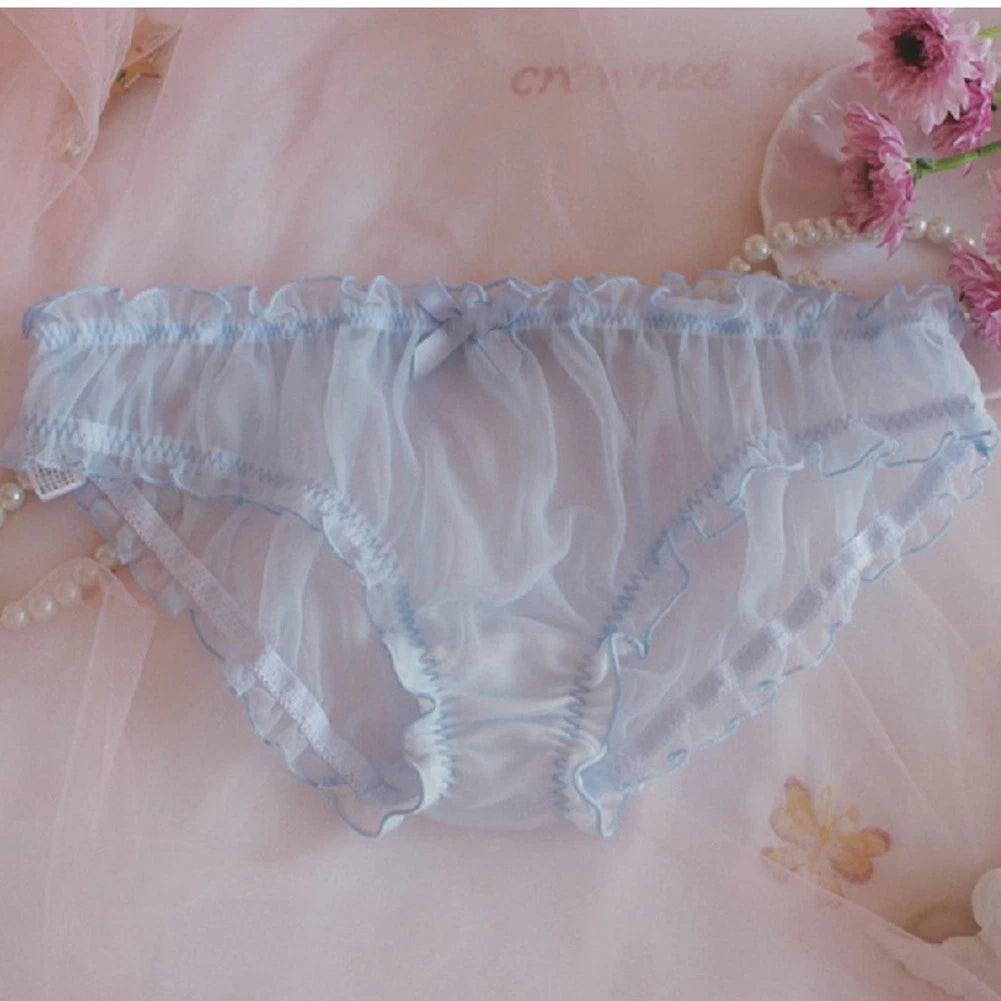 Set of 4 Lace Bikini Briefs for Women - Sheer Mesh, Various Colors