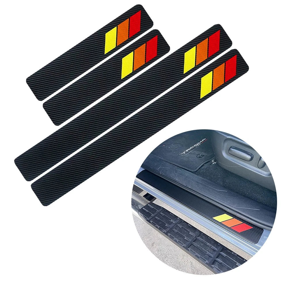 Set of 4 Door Sill Plate Protectors for Toyota - Carbon Fiber