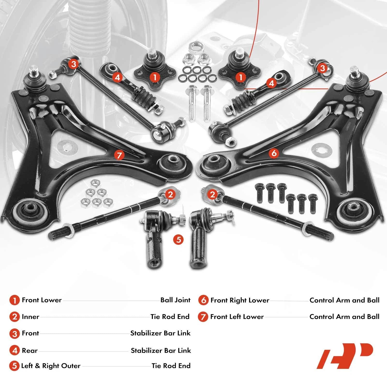 Set of 12 Control Arm Ball Joints for Ford Contour (1995–2000)