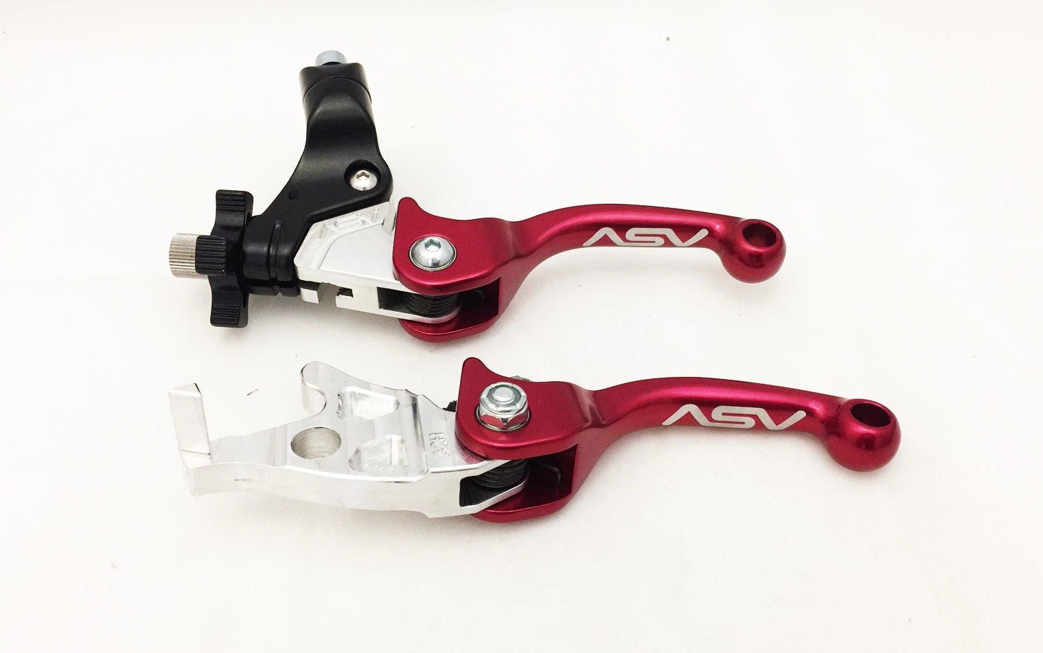 Pair of ASV F3 Shorty Red Front Brake Clutch Levers for Suzuki LTZ 250 (2004–2009)
