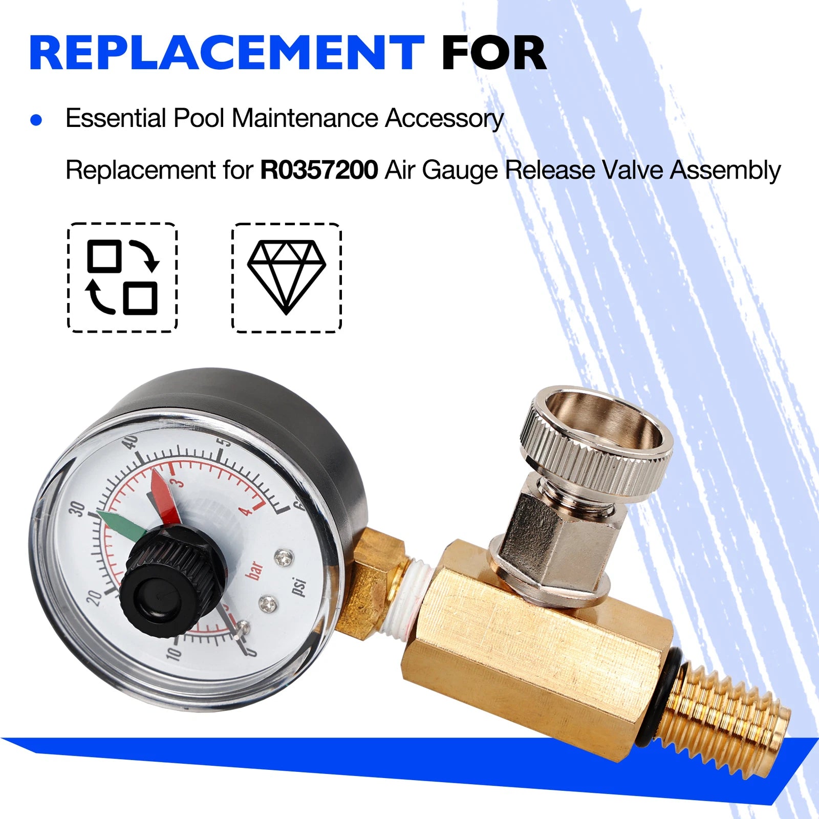 Pressure Gauge Air Relief Valve for Jandy CV CL DEV