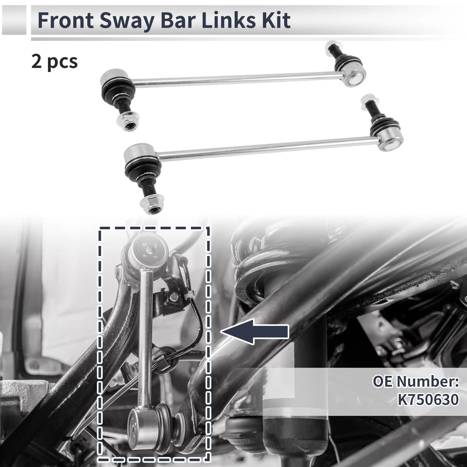 Set of 2 Front Stabilizer Bar Links for Chevrolet Sonic (2012–2020) No.K750630