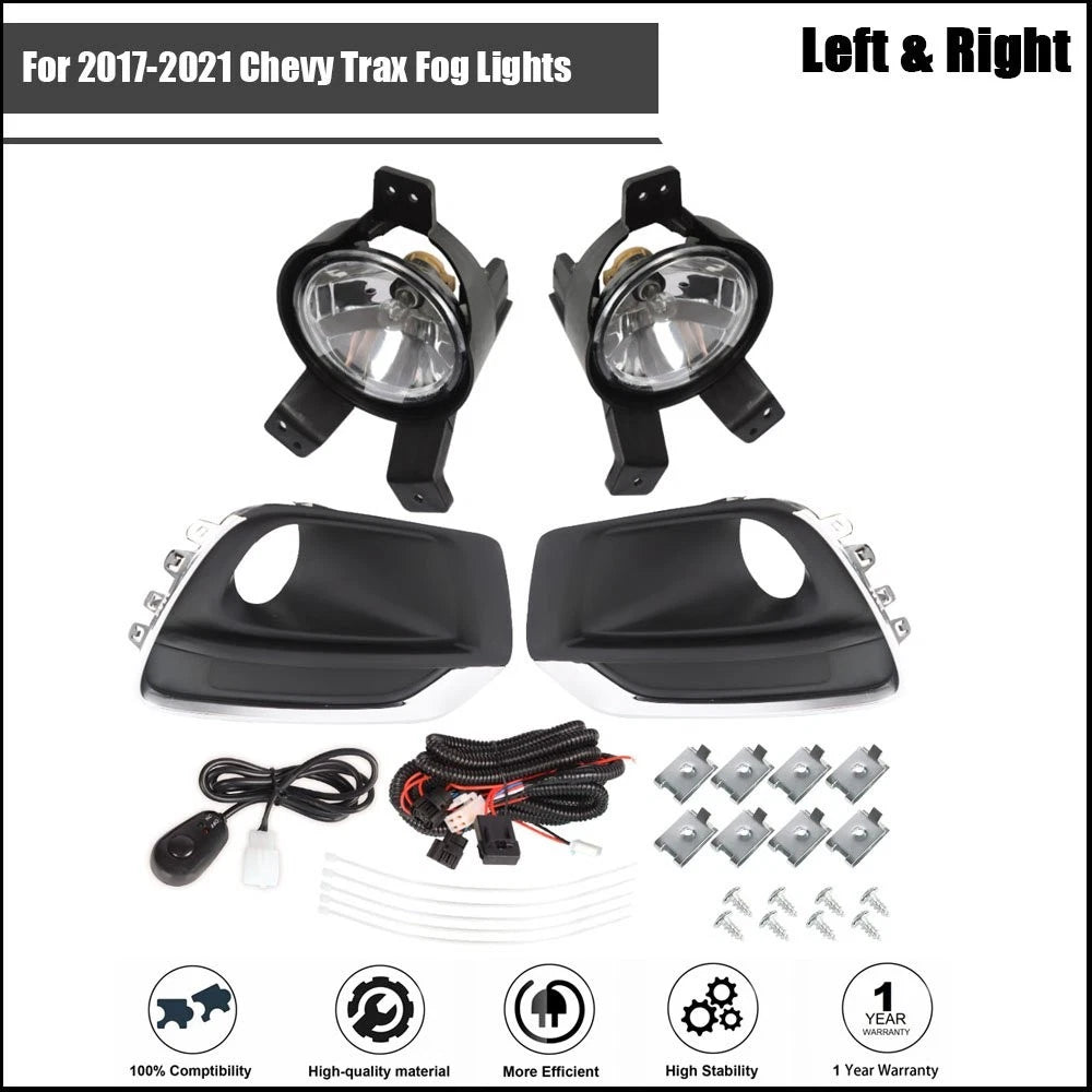 Pair Clear Lens Fog Lights for Chevy Trax (2017–2019)