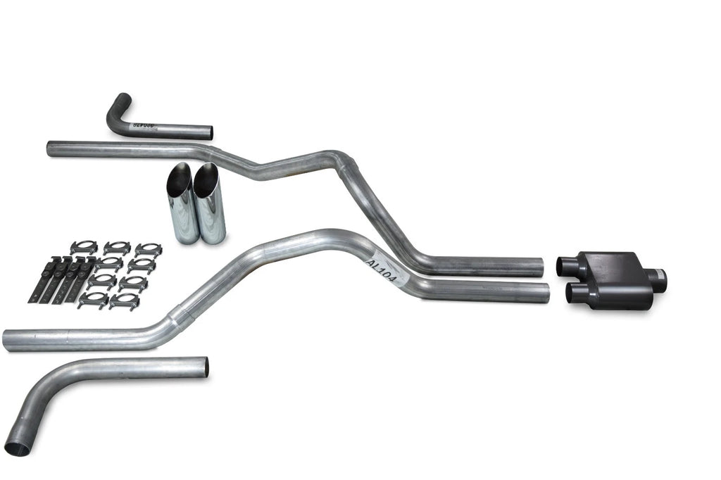 2.5" Dual Exhaust Kit for Ford F150 (2015–2020) - 1 Chamber Slash Tips