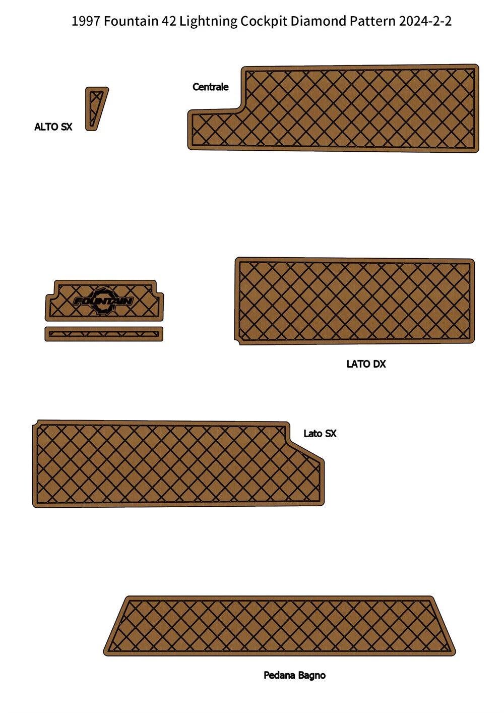 EVA Foam Faux Teak Deck Flooring Mat for Fountain 42 Lightning (1997)