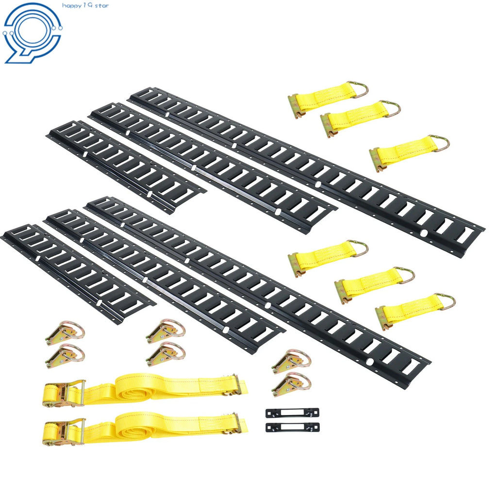 Set of 22 Black Rails and Ratchet Straps for Various Vehicles