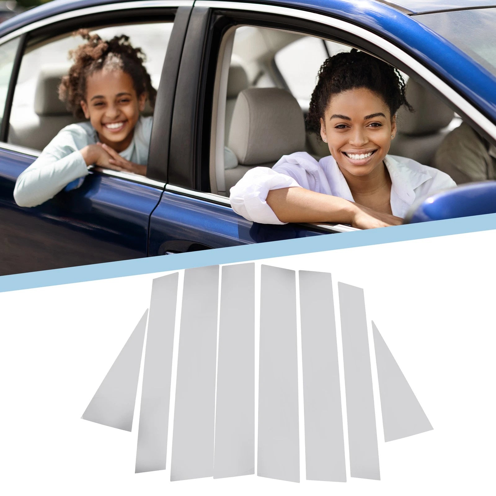 Set of 8 Car Pillar Window Trim Covers for Honda CR-V (2023) Chrome