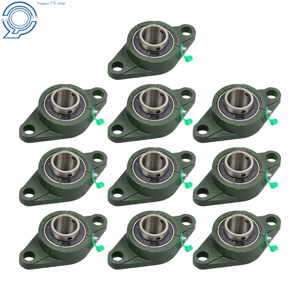 Set of 10 Pillow Block Bearings for UCFL206-20 (Self-Aligning)